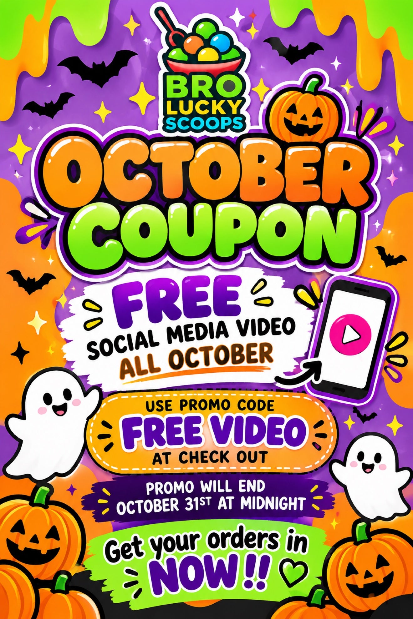 October Coupon: Get a free Social Media Video with your order. Use promo code FREE VIDEO at checkout. Ends October 31.